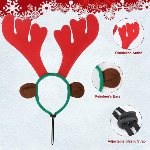 BWOGUE Dog Christmas Elk Reindeer Antlers Headbands Set, Pet Christmas Costume Accessories for Medium Large Dogs