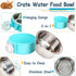 Hamiledyi 3PCS Crate Bunny Food Bowl, Removable Stainless Steel Dual Bowls with Plastic Hanging Water Fountain