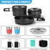 Odoland 15pcs Non-Stick Camping Cookware Mess Kit, Lightweight Pots Pan Set with Stainless Steel Cups Plates Forks