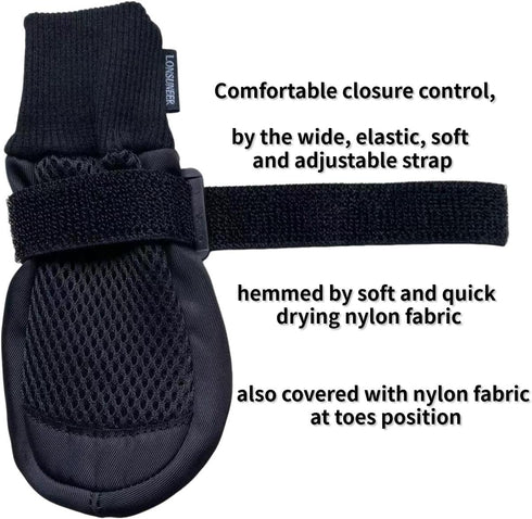 Paw Protector Dog Boots Set of 4 - Breathable and Soft Nonslip Soles, Color Black, Size Small