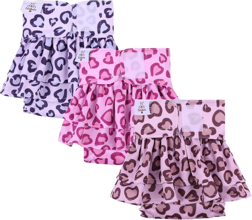 3 Pack QBD07XS CuteBone Female Dog Diapers with Skirts Reusable Puppy Dresses Pants for Heat Cycle Period