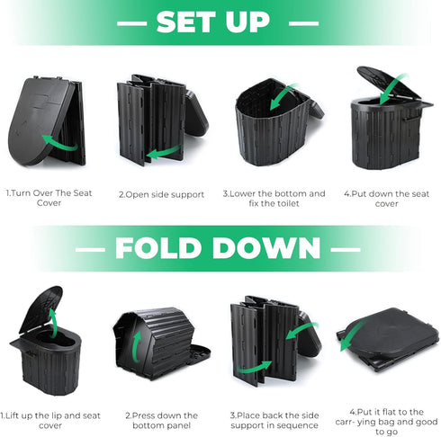 Sckee Camping Toilet, Portable Toilet for Adults, Portable Travel Folding Toilet with Lid and Paper Holder, Compact