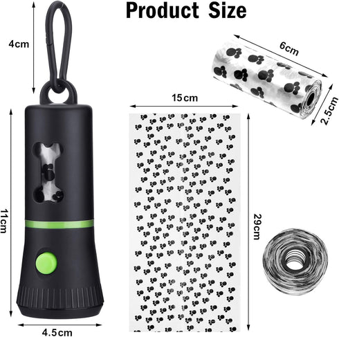 Mudder 2 Pack Dog Poop Bag Dispenser - Built-in LED Flashlight Pet Waste Bag Holder with Carabiner Clip, 2 Rolls