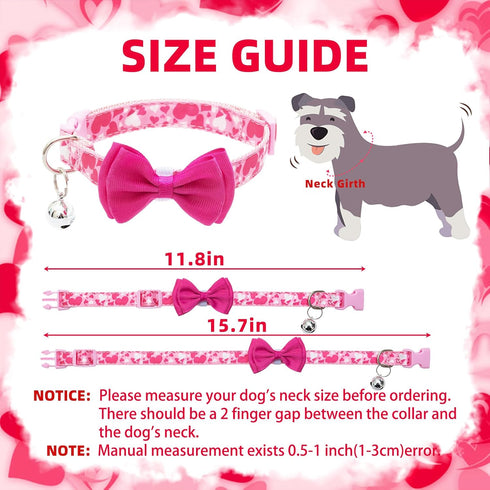 PUPTECK Bowtie Dog Collar with Bell, 2 Packs Adjustable Cute Puppy Collar, Sweet Gift for Small Dogs 11.8-15.7 in