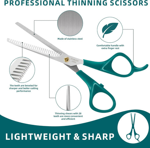 Trimming, (Set 3) Professional Pet Grooming Kit, Stainless Steel Dog & Cat Grooming Shears with Rounded Tip Blades