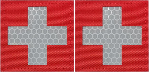 2 Pcs IR Reflective Medic Red Cross IFAK Patches | Hook &