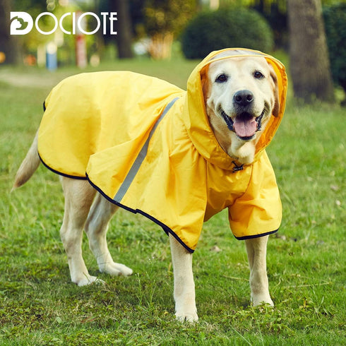 Dog Raincoat with Adjustable Belly Strap and Leash Hole, Waterproof Slicker Lightweight Breathable Rain Poncho Jacket
