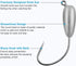 OROOTL Tube Jigs Heads for Bass Fishing, 12pcs Unpainted Teardrop Jig Heads, 3/8oz, 1/4oz, 1/8oz