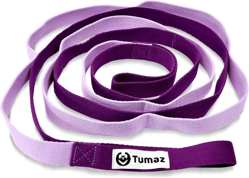 Tumaz Stretching Strap - Non-Elastic Yoga Strap with 10 Loops, Extra Thick, Durable, Soft for Home Workout, Yoga,