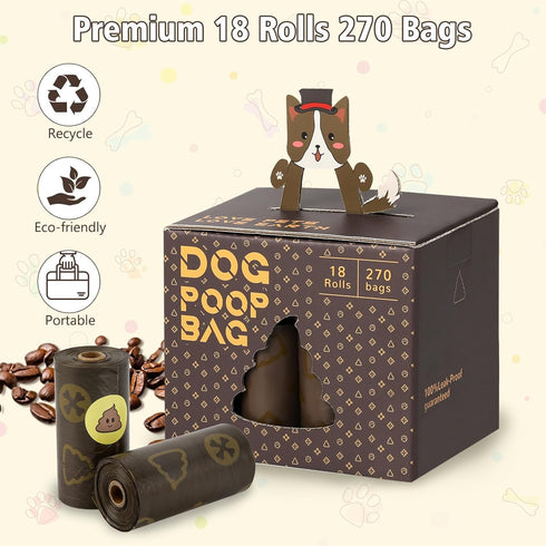 270 Count 18 DBFAIRY Dog Poop Bags, Pet Waste Bags Strong Thick, Leak Proof and Portable Poop Bags Refill Rolls