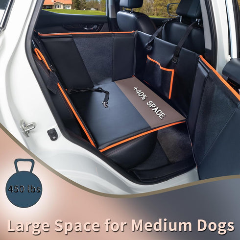 YOVEEKLE Hammock 4 Large Dog Car Seat for Medium Dogs, Waterproof Faux Leather Pet Carrier for Active Pets at Back Seat