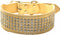 Rhinestones Dog Collars 5 Rows Full Sparkly Crystal Diamonds PU Leather Collar for Medium & Large Dogs (Gold, L)