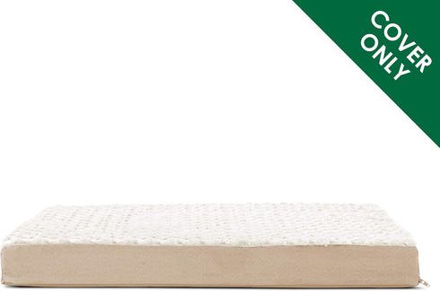 Furhaven Large Ultra Plush Dog Bed Cover, Faux Fur & Suede Mattress, Machine Washable - Cream