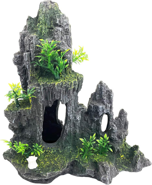 Extra Large Aquarium Decoration - Tall Rock Thematic Ornaments, Mountain View Stone, Tree House Cave Fish Tank Decor