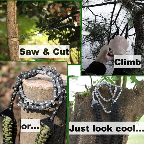 Pocket Survival Hand Chainsaw with Paracord Handle - Ideal Outdoor Camping, Hiking, Fishing, Hunting Emergency Tool