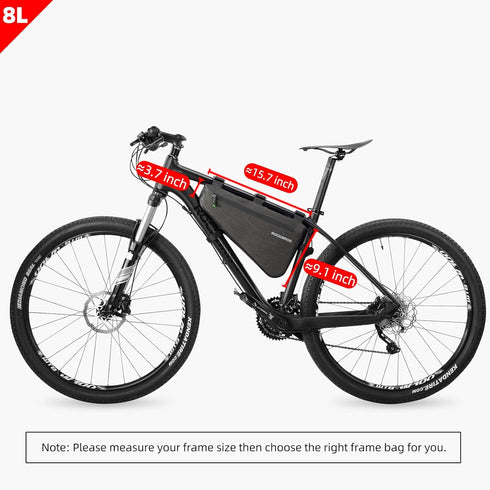 ROCKBROS 8L Waterproof Bike Frame Bag - Bikepacking Triangle Storage Bag