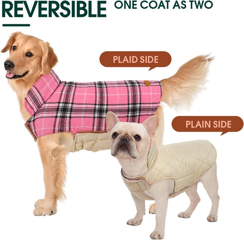 Kuoser Waterproof Dog Jacket, Pink XL, Adjustable Durable Coat for Extra Large Dogs