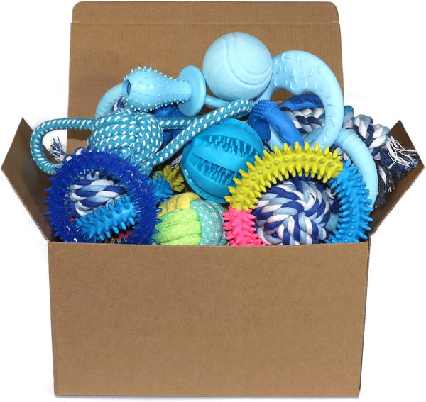 Puppy Toys Set 20 Pack - Interactive Chew Toys for Teething Small Breeds, Tough Rope & Soft Rubber Bundle