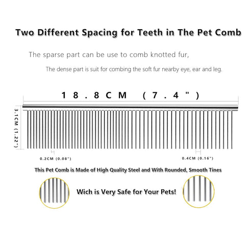 Dog comb,Cat comb,Pet combs,Metal Dog Comb,Pets Steel Comb,Cat Grooming Comb,Dog Grooming Comb (Silver+Pink)