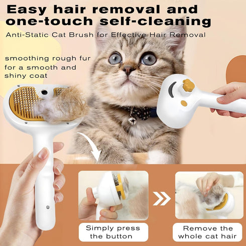 3-in-1 Pet Steam Brush for Dog & Cat Spray Hair Removal Comb Steam for Shedding & Grooming Water Brush for Long & Short