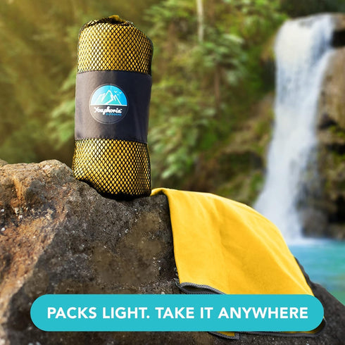 Backpacking, Youphoria Microfiber Travel Towel Fast Drying Lightweight - Quick Dry Towel for Camping, Beach, Hiking