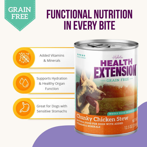 Health Extension Chunky Chicken Stew Recipe Wet Dog Food (12.5 oz) | Added Vitamins & Minerals