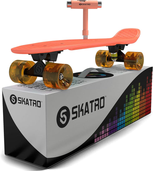 Skatro Mini Cruiser Skateboard - 22x6 inch Retro Style Plastic Board