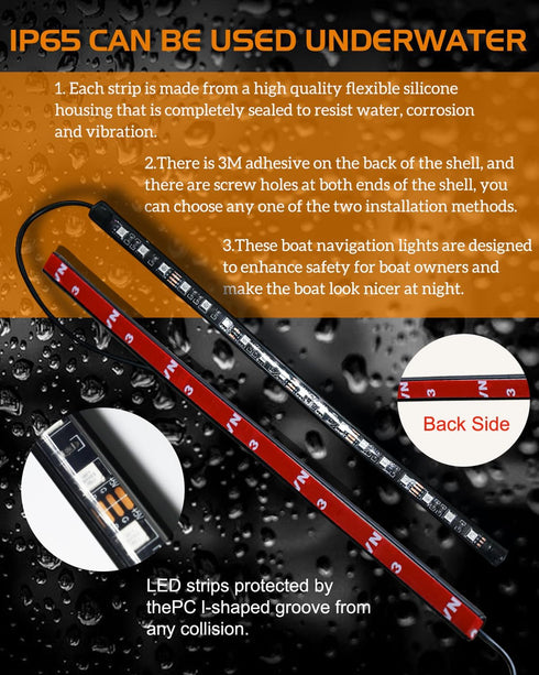UNXMRFF Navigation Lights for Boats LED Red and Green Bow Lights for Night Fishing