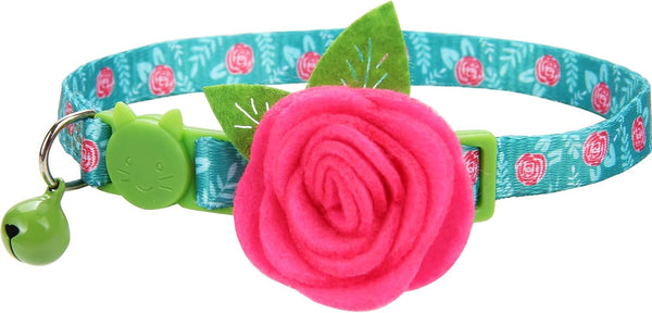 Spring Cat Collar, Floral Kitten Collar Breakaway, Flower Dog Collar for Small Female Dogs