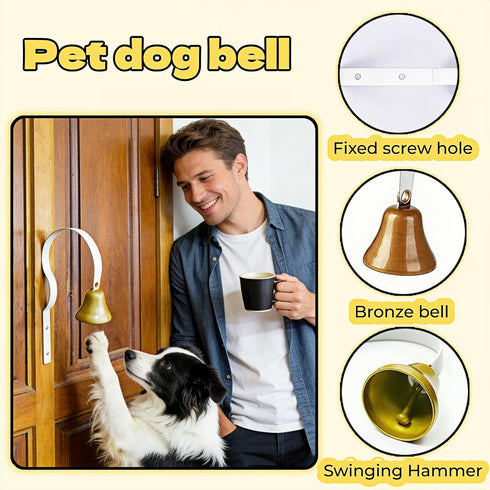 7.09 Inch 3 Dog Doorbell for Potty Training, Wall Mounted Bronze Bell with White Metal Bracket, Height, Includes
