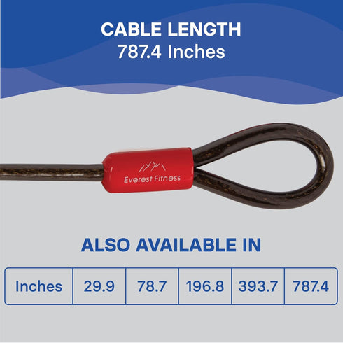 Heavy Duty Security Cable for Bike & Bicycle - 65 ft Universal Steel Looped Cable for Outdoor Generator Protection