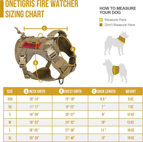 OneTigris Tactical Dog Harness with Handle, No-Pull Service Vest with Hook & Loop Panels (Coyote Brown, X-Large)