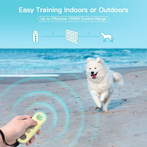 Bousnic Dog Shock Collar with Remote - Waterproof Rechargeable Training Collar for Dogs 10-120lbs