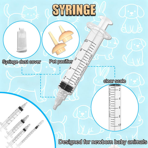 TOAINRSI Puppy Kitten Bottle Feeding Kit, Newborn Baby Dog Cat Rabbit Feeding Bottles with Nipples Feeder Pet Nursing