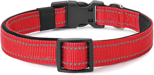 Reflective Dog Collar, Padded Soft Neoprene, Quick Release Basic Collars for Small Dogs, Red for Girl or Boy