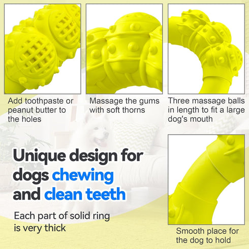 Indestructible Dog Chew Ring Toys for Medium Large Dogs, Interactive Heavy Duty Teething Rings for Aggressive Chewers