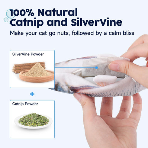 Potaroma Cat Toys Flopping Fish with Catnip - Moving Kitten Kicker, Floppy Wiggle Carp for Small Dogs