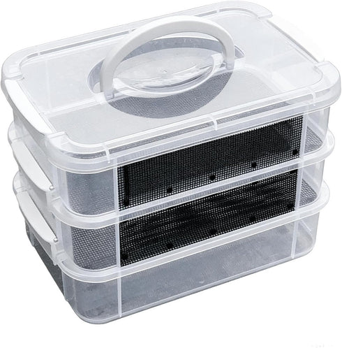 Genrico Flour Kennel | Transparent Breeding Habitat with Fine Mesh Flour Farm, for Reptiles, Birds, Opossums, Bearded