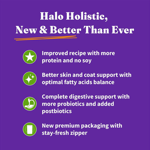 Halo Holistic Adult Dog Vegan Plant-Based Recipe with Superfoods, 3.5 lb Bag