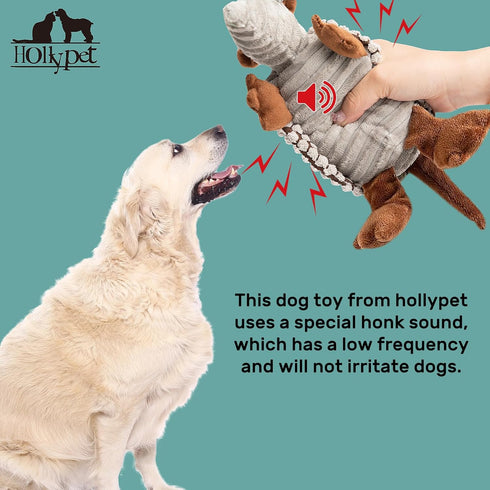 Hollypet Plush Dog Squeaky Toy Stuffed Armadillo, Chew Toys for Small Medium Large Dogs, Gray, 8 in