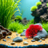 Juroicessry Red Artificial Flowers, Fake Flowers, Artificial Pine with Base Grass Fish Tank Ornament Aquatic Plant