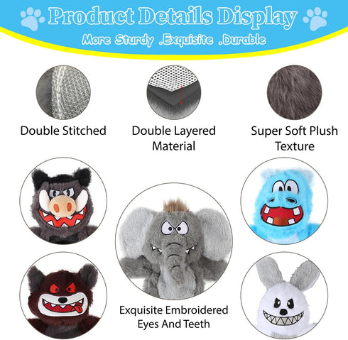 Bzonsmart Dog Squeaky Toys Tough Plush Chew Toys Bundle for Small Medium Large Dogs Interactive Dog Toys to Keep Them