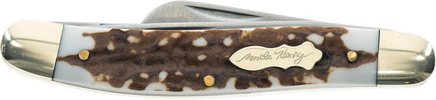 Uncle Henry Next Gen 897UH Premium Stock 6.2in Folding Pocket Knife with 2.8in Stainless Steel Clip-Point Blade, Sheepsfoot Blade, Spey-Point Blade and Staglon Handle for Hunting, Camping, and EDC by Uncle Henry