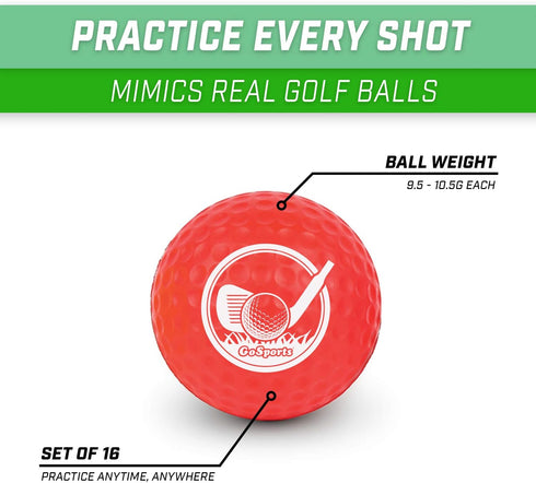 Set 16 GoSports Indoor/Outdoor Foam Golf Practice Balls -