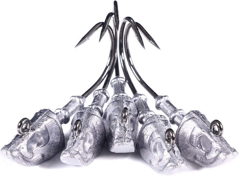 Swimbait Jig Head Saltwater Flats Jig Head Bait, Realistic Fish Head Jig Heads 5 Pack