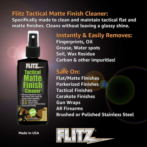 Flitz Tactical Matte Finish Cleaner, 7.6oz Gun Cleaner Spray, Fast-Drying Cleaning Solution