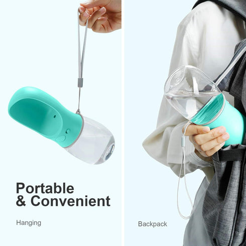 Dog Water Bottle, Leak Proof Portable Pet Water Dispenser for Dogs, Puppy Drinking Feeder for Travel, Teal 12oz
