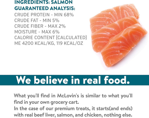 McLovin's Pet Freeze Dried Raw Salmon Dog Treats, 2.5 oz - High Protein, Grain-Free, Gluten-Free Healthy Dog Training