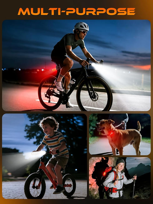5+6 IP65 Set ISEYOU Bike Lights, Ultra-Slim USB-C Rechargeable Bike Lights Front and Back, Lighting Modes & Waterproof