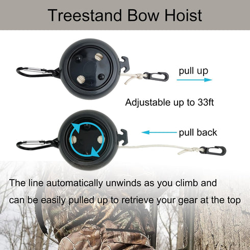 Retractable Bow Hoist Tree Stand - Bow Hunting Accessories and Deer Hunting Equipment, 33ft Heavy Duty Rope